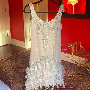 Sue Wong Silver silver beaded dress 6. NWOT